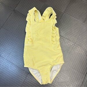 CAT & JACK GIRLS 4T YELLOW SEERSUCKER SWIMSUIT ONE PIECE BATHING SUIT